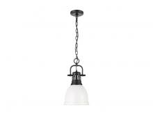  3602-S BLK-WHT - Duncan Small Pendant with Chain in Matte Black with Matte White